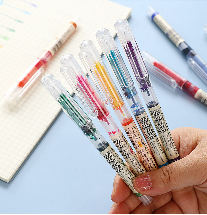 新款东米dm-1017十二色速干大容量直液式走珠笔0.5mm中性水笔