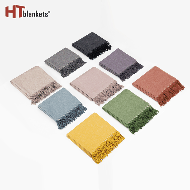 Multi-Color Optional Tassel Blanket Home Soft Wear with Bed Blanket Autumn and Winter Knitted Tassel Blanket