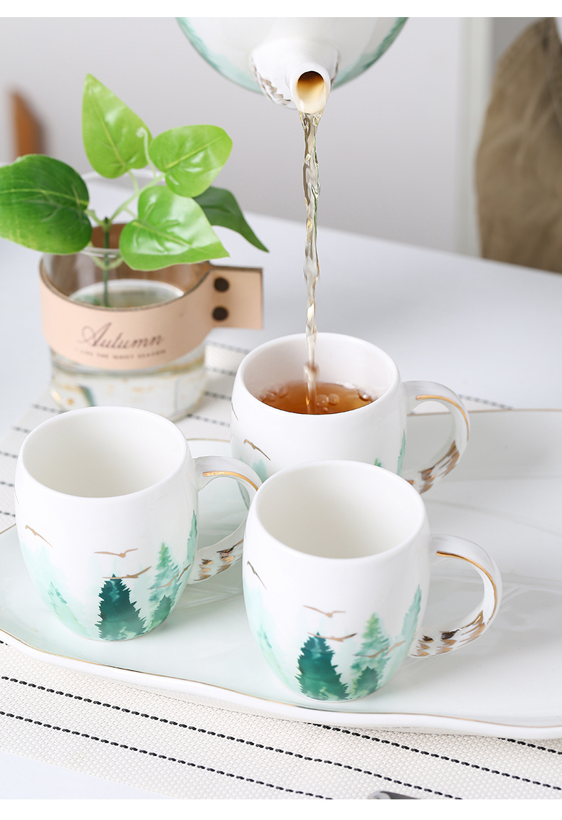 杯具套装家用陶瓷杯子客厅水杯茶具套装北欧冷水壶耐高温水具