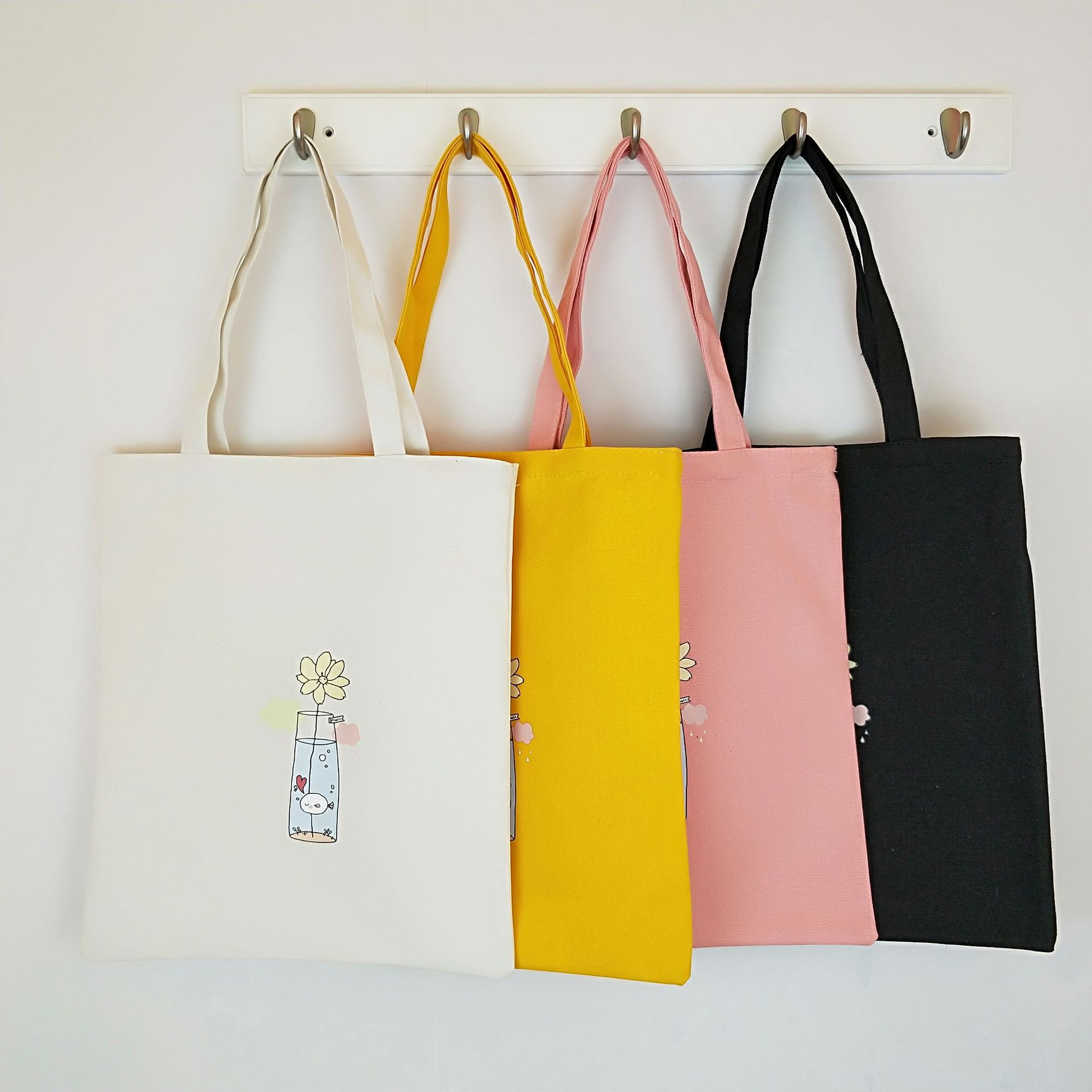 ins韩版 加厚笑脸撞色帆布袋手提小包女妈咪饭盒便当包单肩手拎包