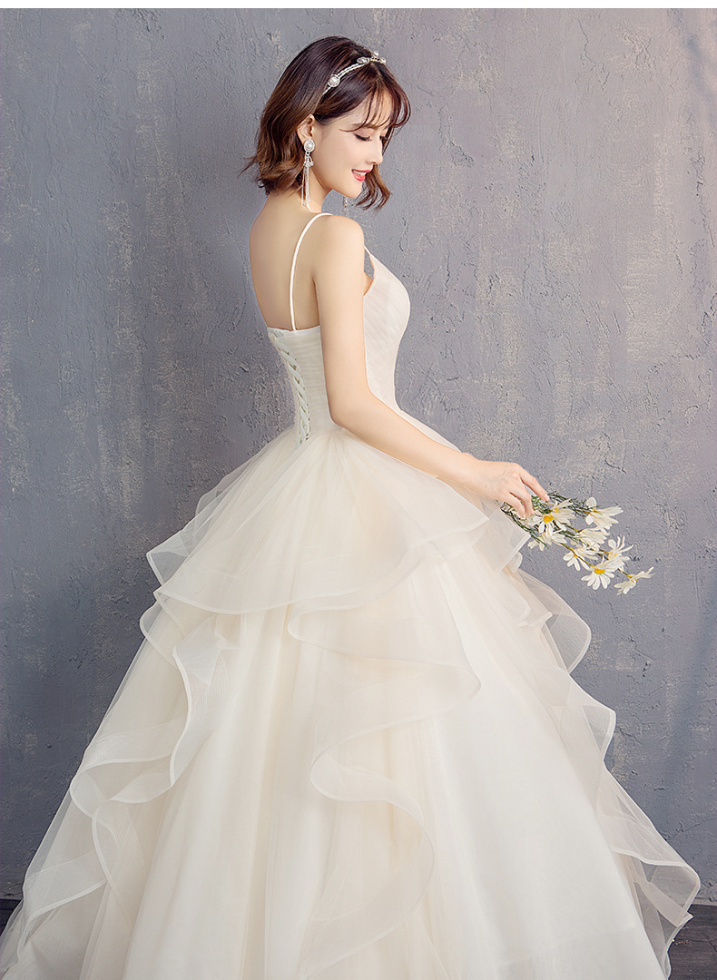 外贸主婚纱礼服女2022新款新娘结婚抹胸吊带蓬蓬裙显瘦齐地婚纱