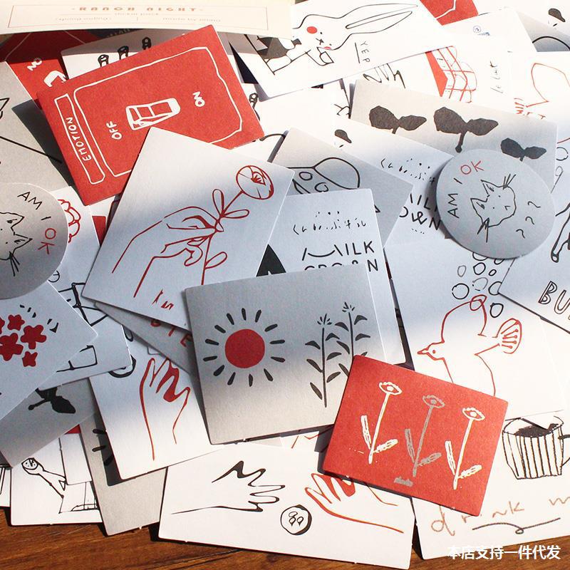 60枚小清新贴纸包手账ins少女心手帐素材diy手机壳装饰贴画小图案