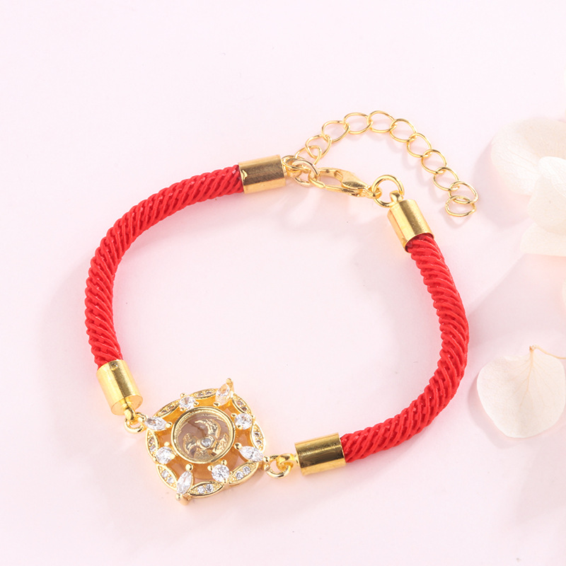 泰国龙婆本庙转运轮东南亚热销红绳手链旋转可调节时来运转手链女