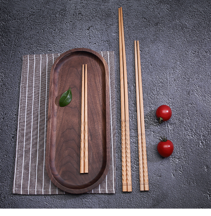 榉木雕刻木筷子家用长款火锅筷 日式油炸筷子创意酒店饭店公筷