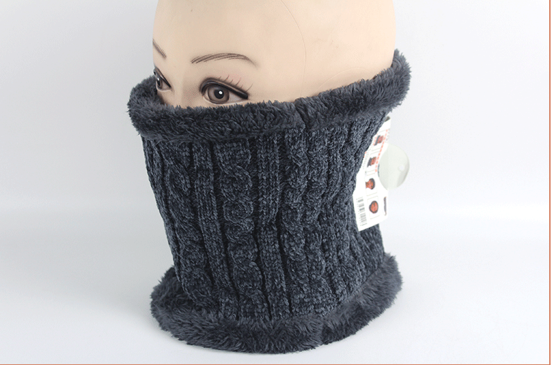 简约编织针织脖套冬季加绒加厚脖套户外骑行保暖围脖