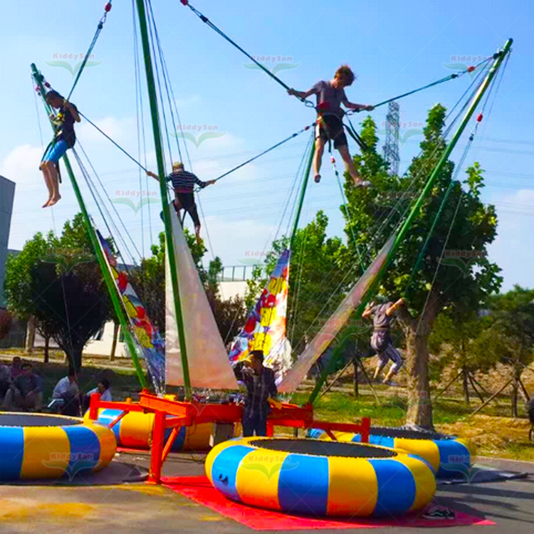 户外商场广场4人钢架飞天蹦极电动发光蹦极儿童充气蹦蹦床游乐设