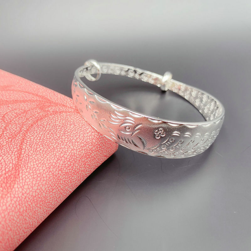 供应推拉凤凰吉祥铜镀银手镯 精致女士手镯现货批发 厂家一件代发