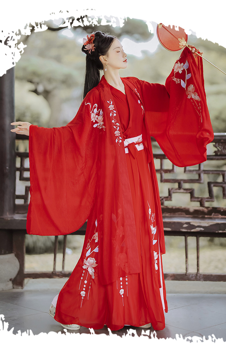 凤求凰汉服女中国风交领红色齐腰襦裙超仙日常穿夏季仙气古装套装