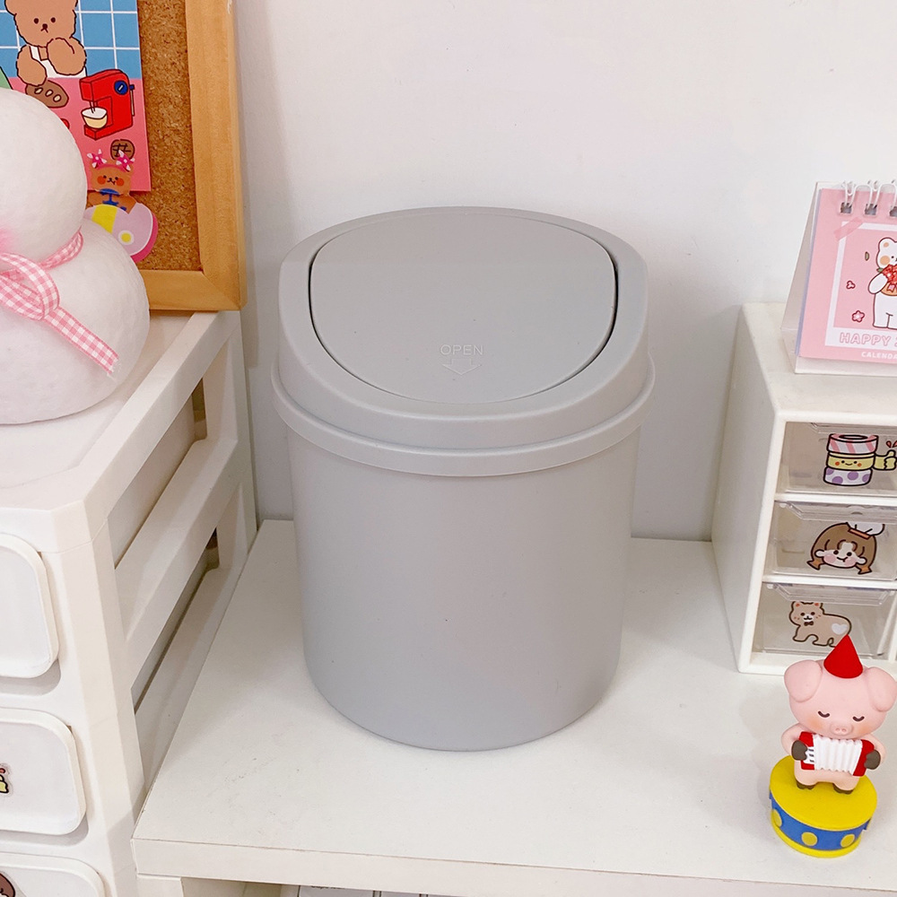 INS Style Desktop Small Trashbin Tube Bedroom Creative Girlish Heart Home Cute with Lid Internet Celebrity Mini Storage Box