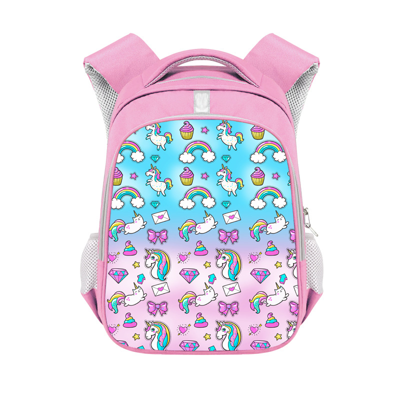 2021 New Unicorn Printing Primary School Girls Schoolbag Polyester Burden Alleviation Backpack Large-Capacity Backpack Can Be Sent on Behalf