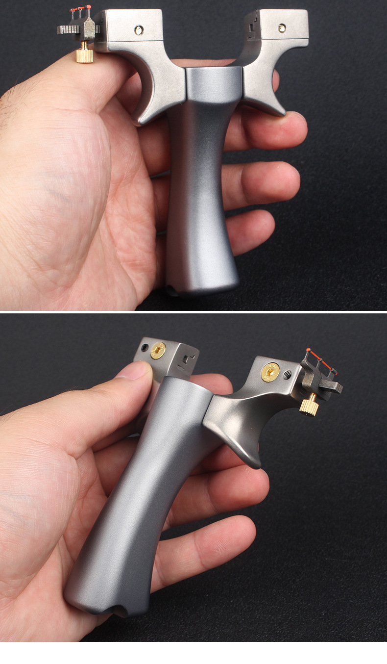 传奇新款不锈钢扁皮弹弓器户外成人竞技玩具免绑弹工高精度弾弓