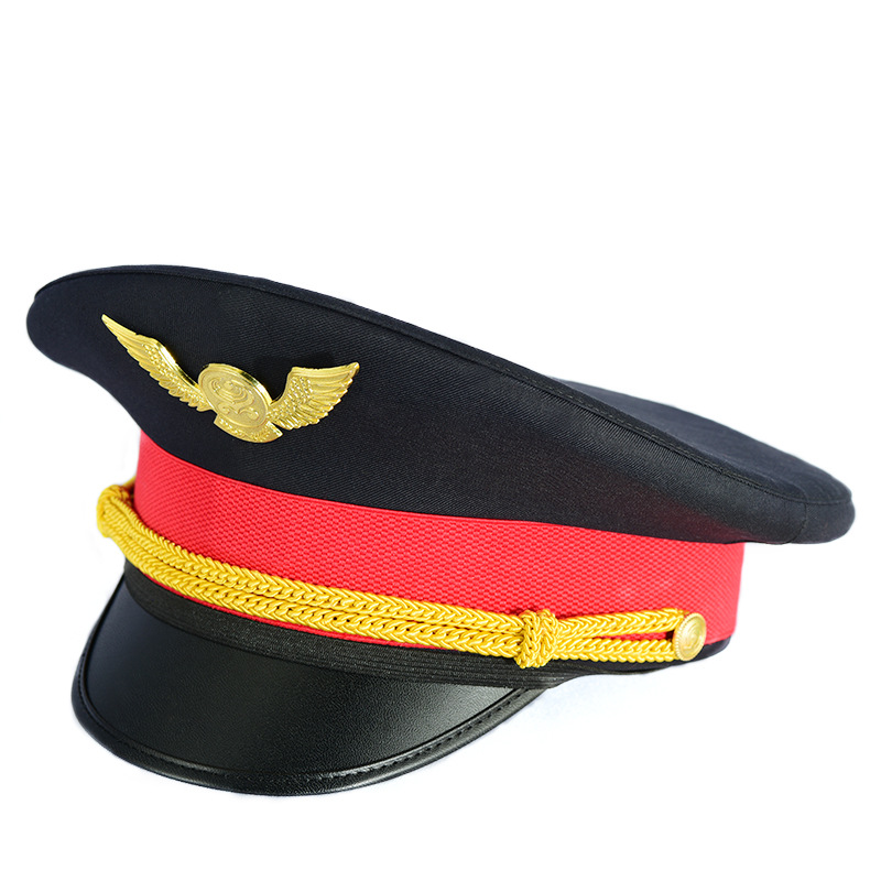 飞机帽机长制服大檐帽航空帽飞行员帽民航帽保安大盖帽铁路大盖帽