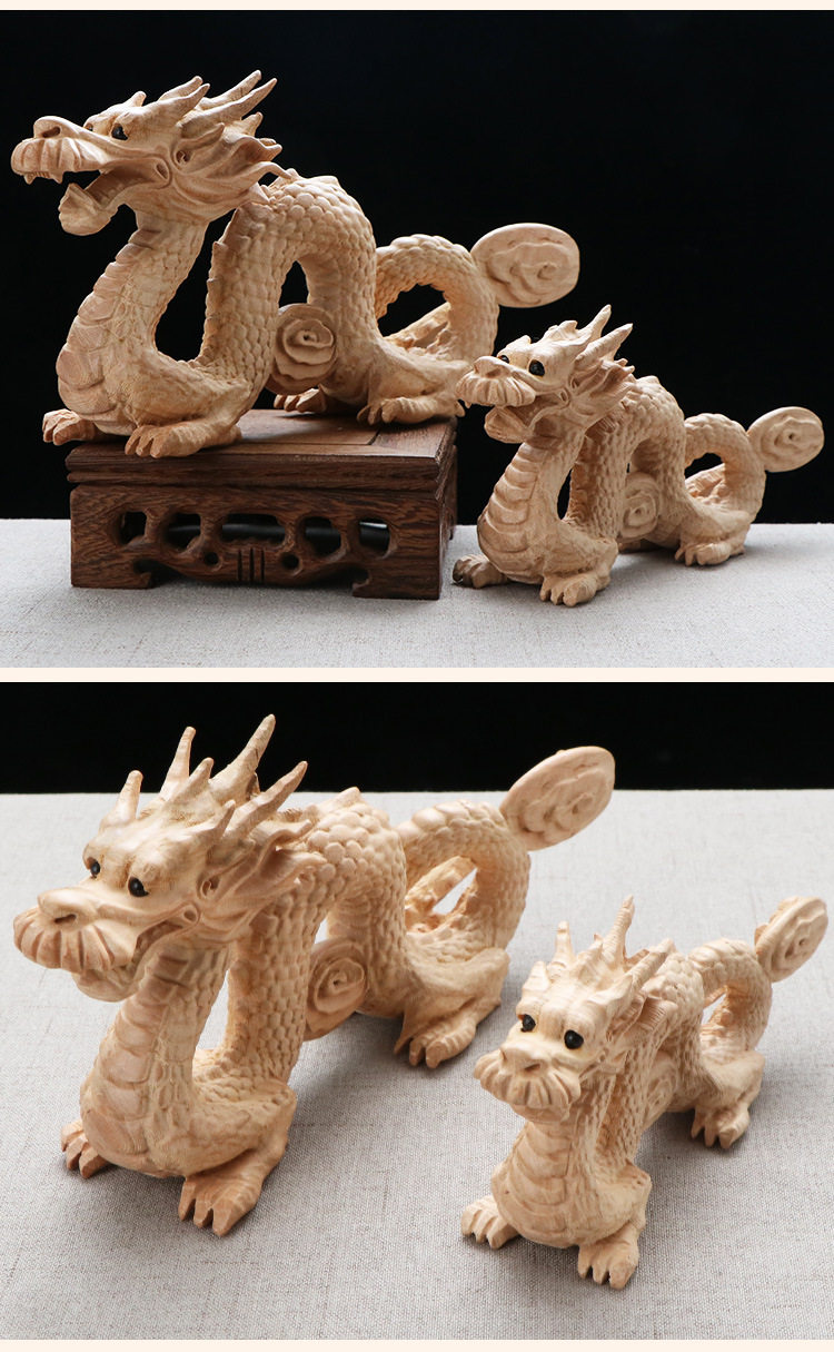 厂家供应桃木龙 青龙摆件 木雕 原木手工雕刻龙 无漆生肖吉祥物