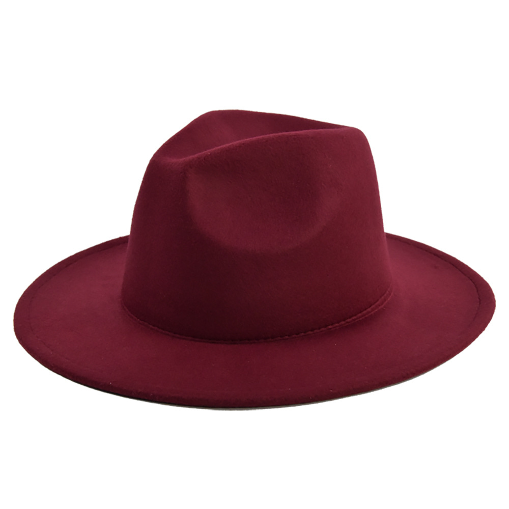 Fashion Fedora Hat Woolen Hat Women's Spring, Autumn and Winter Woolen Vintage Broad-Brimmed Hat Black Top Hat European and American Fedora Hat