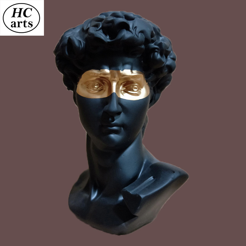 15cm高金色蒙眼树脂大卫小雕像欧式头像摆件美术素描用品桌面摆饰