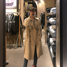 INS双排扣大衣 韩国男装中长款卡其色薄款风衣潮流品质外套