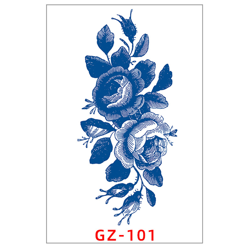 厂家直销彼岸花字母纹身贴定制半永久防水持久草本纹身贴纸tattoo