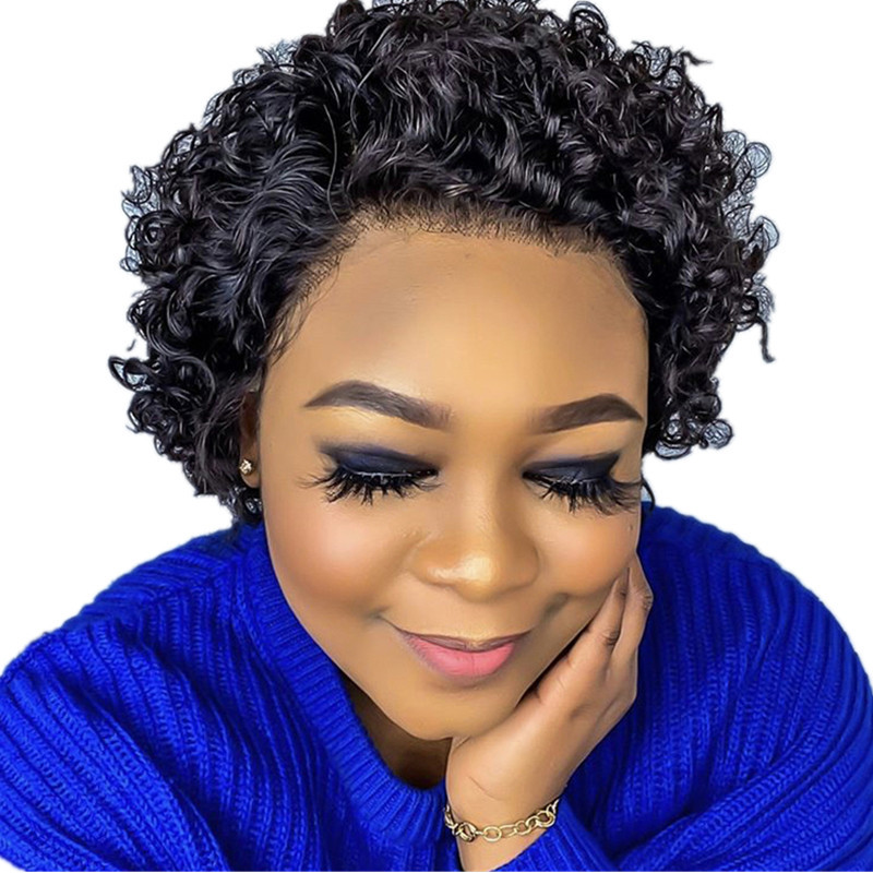 假发女欧美时尚非洲女士bobo中老年黑色波波短卷发亚马逊厂家批发