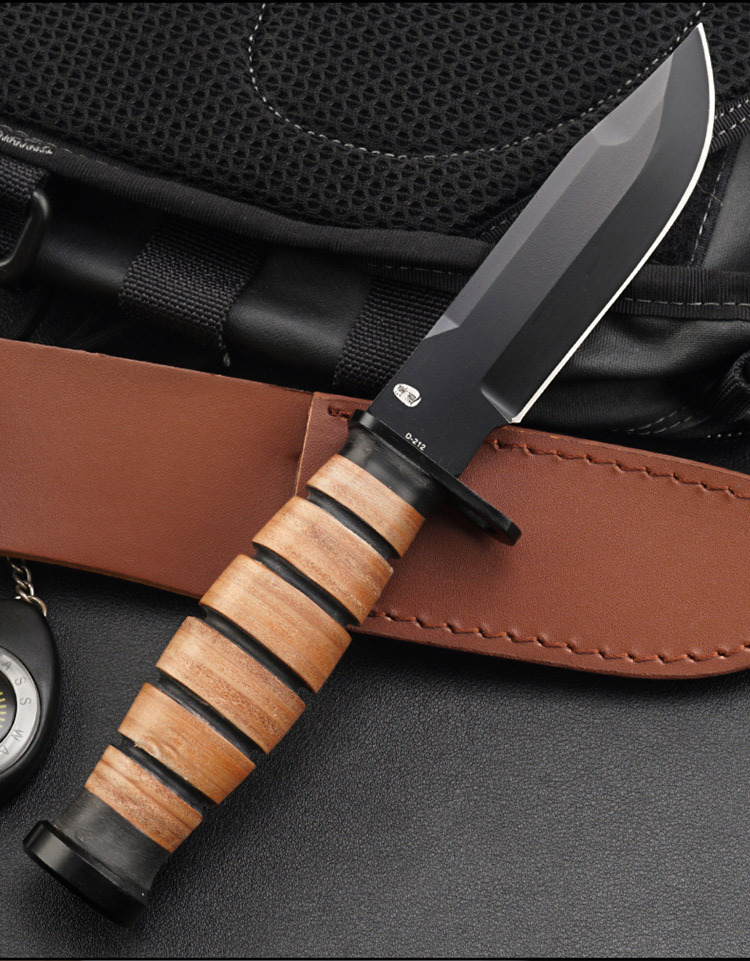 汉道户外直刀老兵防身军工刀生存刀野外求生军刀随身小刀战术刀具