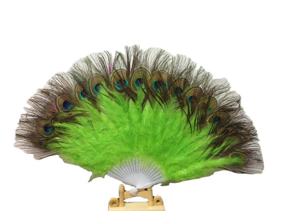 厂家供应高档孔雀毛羽毛扇肚皮舞孔雀扇羽毛工艺扇 21片单面