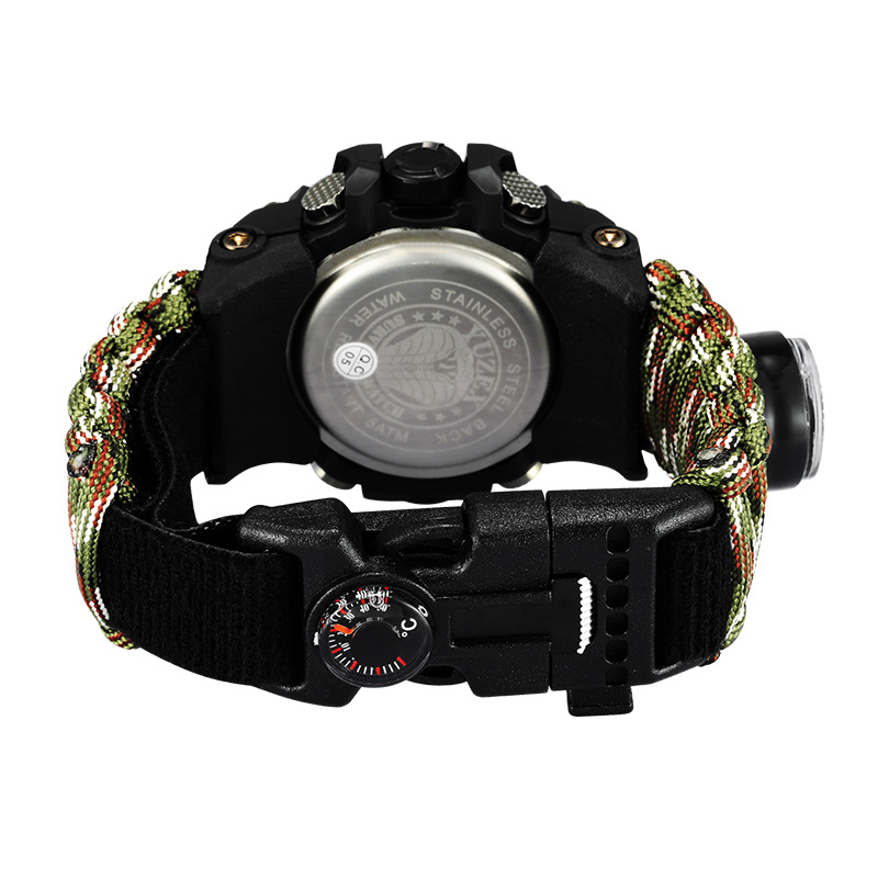 yuzex户外战术手表 七芯伞绳纯手工编织野营登山表贴牌加工电子表