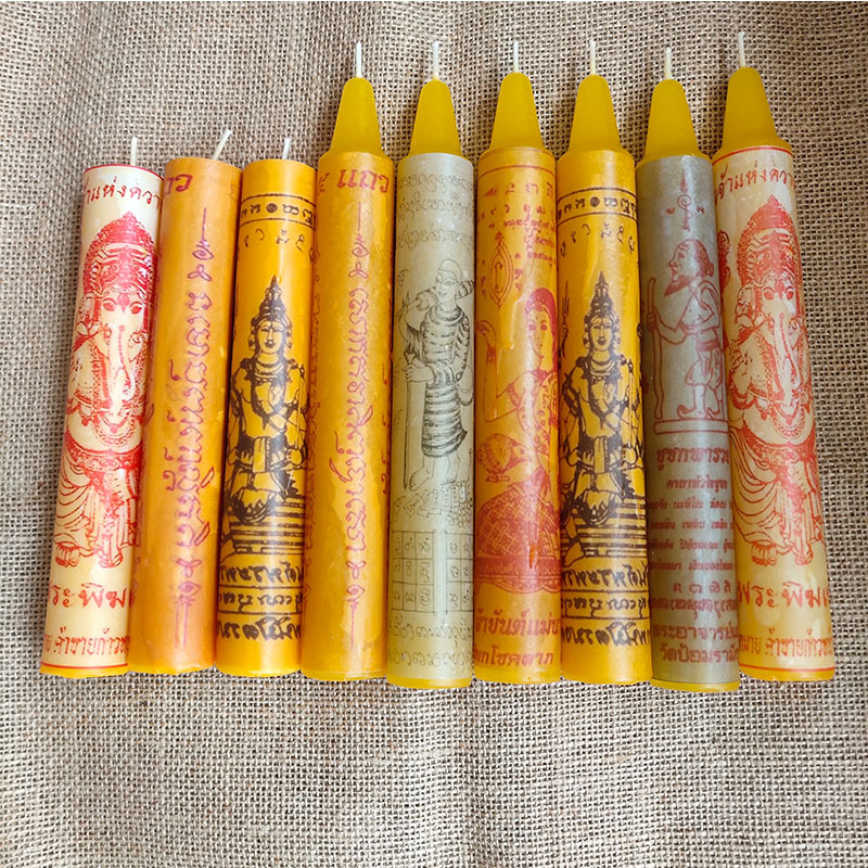 泰国佛牌法事仪式蜡烛招财女神五条经文西瓦里九尾狐祈福许愿蜡烛