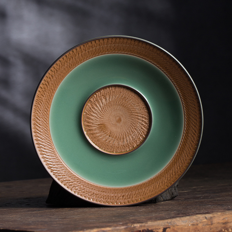 龙泉青瓷跳刀壶承陶瓷纯手工茶壶茶托中式养壶垫茶道配件送礼