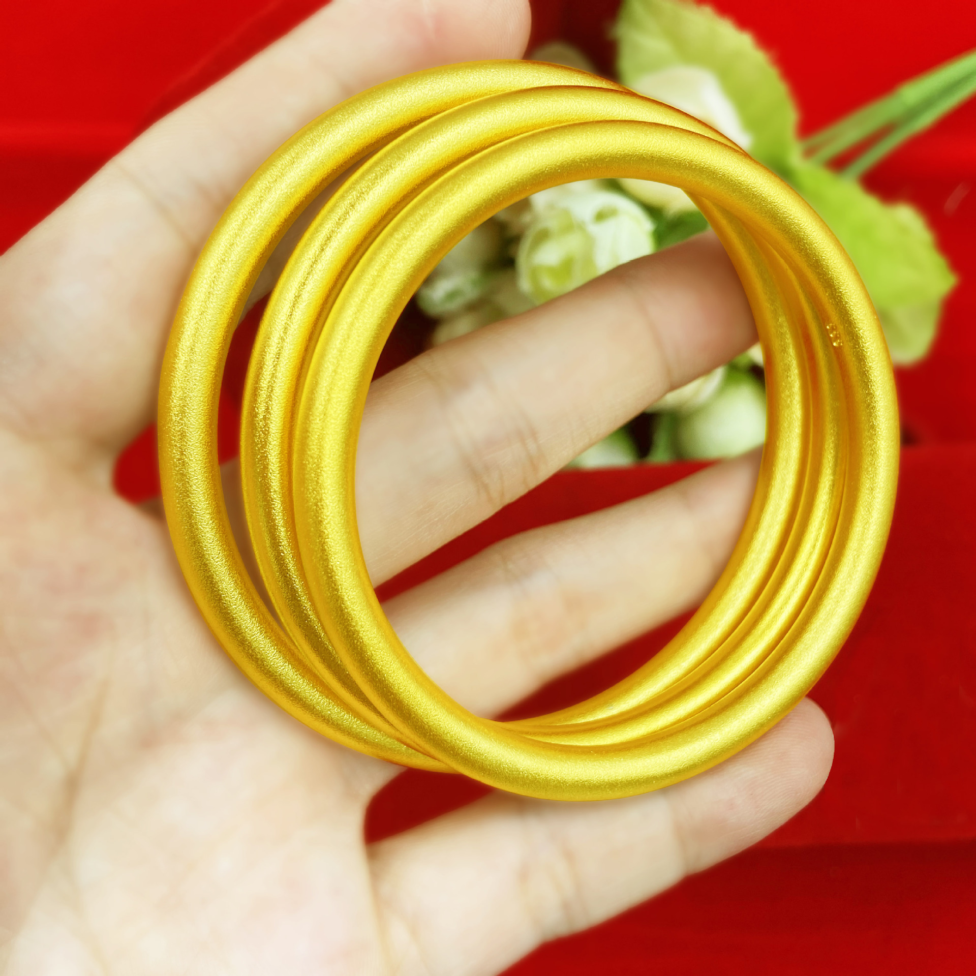 越南沙金5n古法传承手镯 女士磨沙手镯手环 复古沙金饰品厂家直销