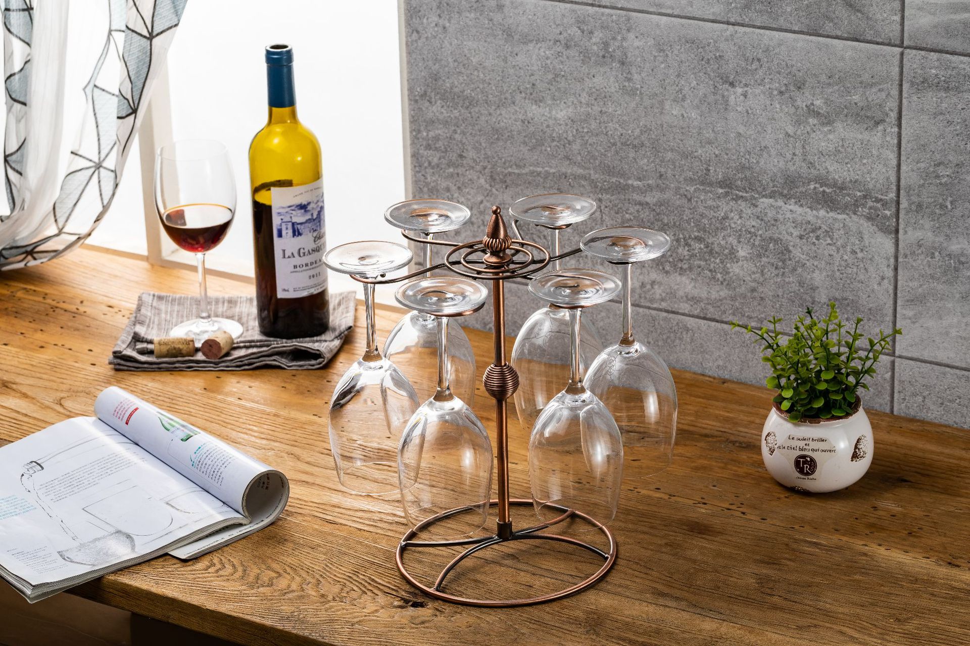 创意铁艺红酒杯架 悬挂欧式红酒铁架酒吧家用沥水酒杯架现货批发