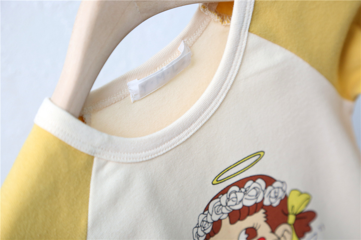 2020春季新款儿童t恤 童装甜美小女孩插肩糖果撞色棉质圆领套头衫