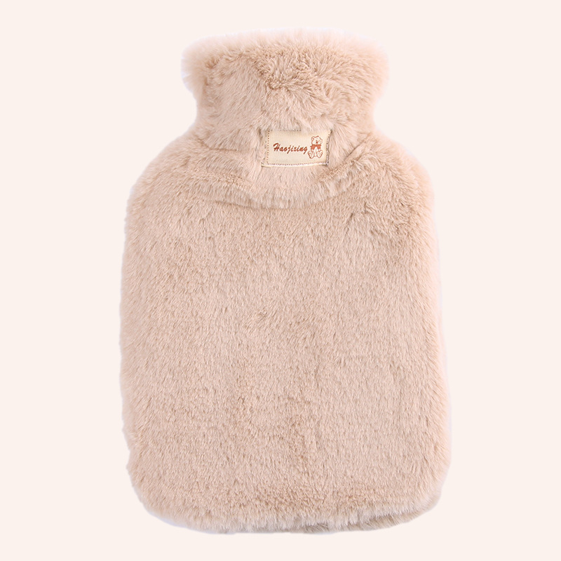 Spot Goods 2L Large Capacity Water Filled PVC Hot Water Bag Imitation Rabbit Fur Velvet Cloth Cover Water Injection Hand Warmer Hot Compress Hot-Water Bag