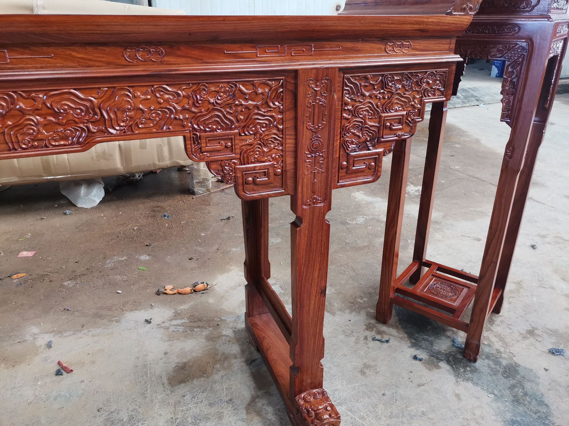 东阳红木家具灵芝中堂六件套刺猬紫檀翘头案供桌厂家直销