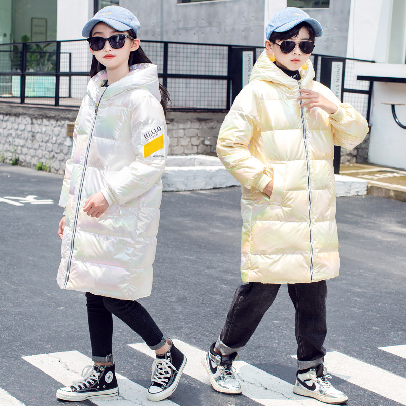 Children's down Jacket Anti-Season Mid-Length Children's Clothing New Colorful down Jacket Hooded Jacket Korean Style