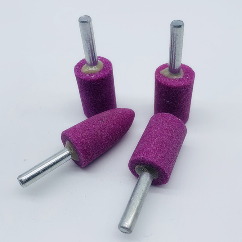 红色砂轮磨头 6mm柄 红刚玉砂轮电磨头 金属打磨抛光铬刚玉火石仔