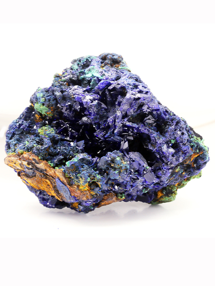 天然蓝铜矿原石孔雀石共生原矿矿物晶体