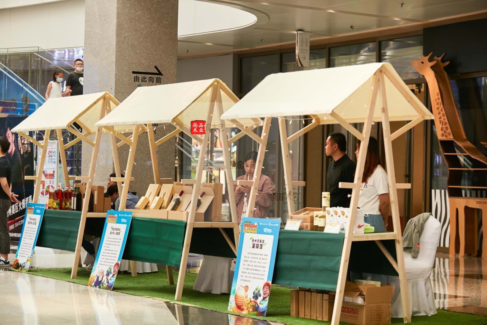 户外商业街集市摊位活动棚架木制移动夜市摆摊货架市集摊位架折叠