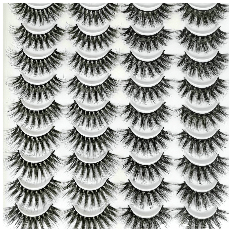 3D Chemical Fiber False Eyelashes 20 Pairs Handmade Natural Curling Thick Assortment Pack Eyelash Cross-Border Supply