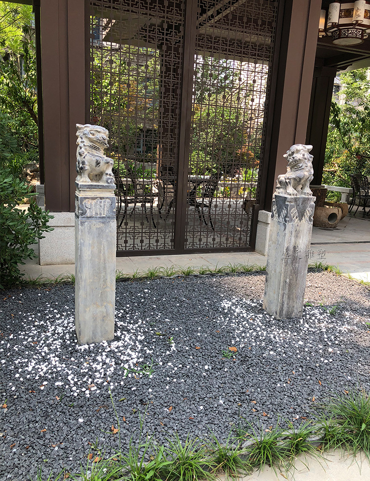 石雕拴马桩仿古做旧青石柱子石狮子貔貅庭院酒店装饰摆件栓马石柱