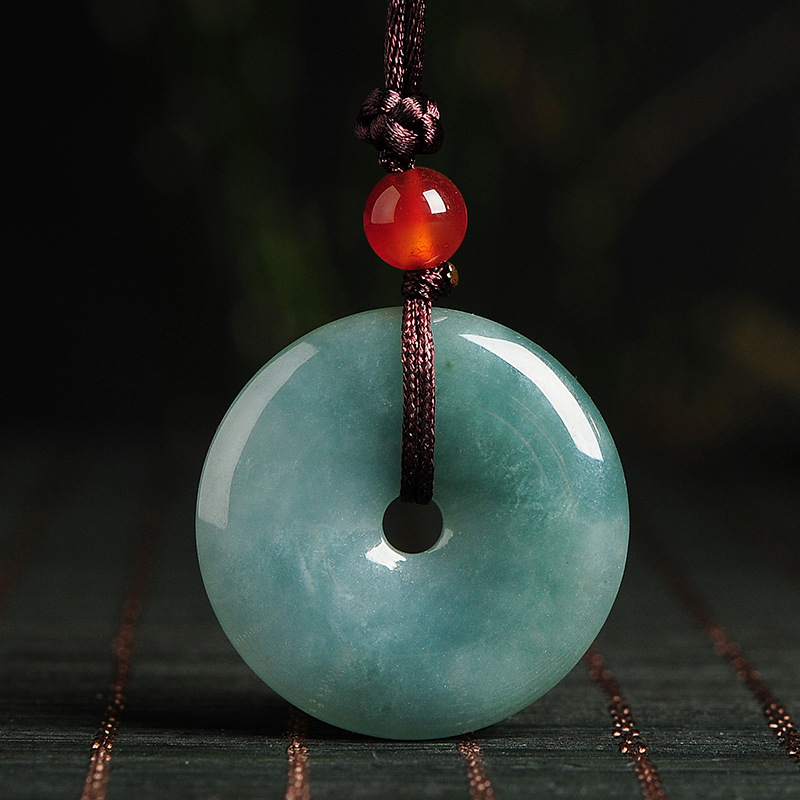 批发 缅甸 翡翠油青平安扣吊坠 男女款冰糯种油青色平安扣