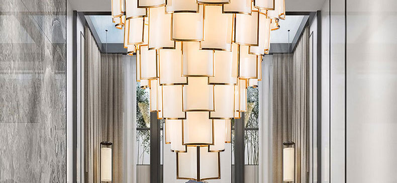 新中式复式楼吊灯轻奢中国风酒店别墅大堂大吊灯非标工程定制灯具