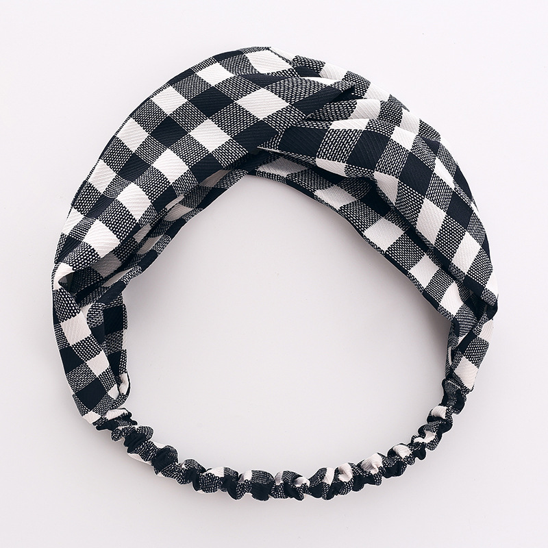 新款发带秋冬款百搭小格子发带创意韩版布艺发饰洗脸化妆头带饰品