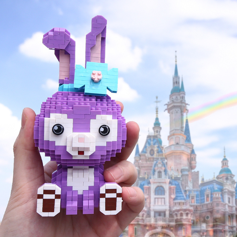 jm拼插 拼装积木微颗粒卡通玩偶1901紫色兔