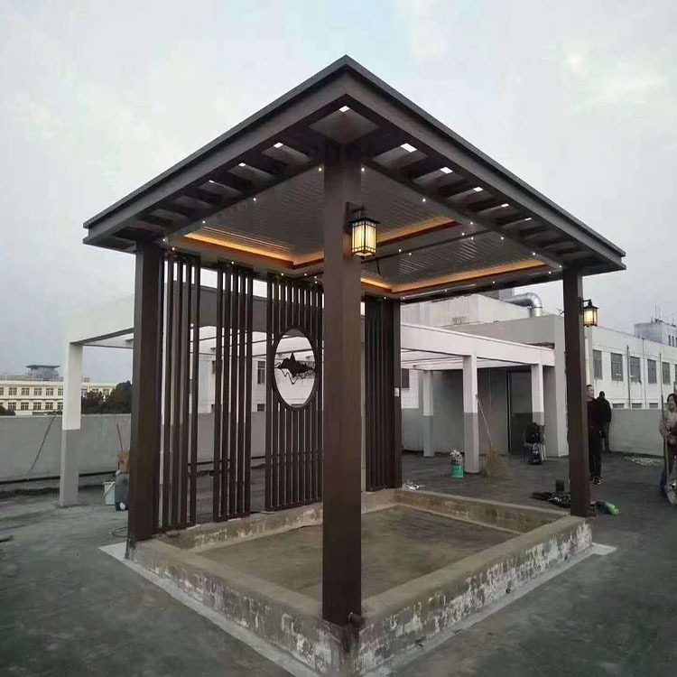 源头厂家铝合金凉亭廊架中式六角凉亭公园风雨长廊设计