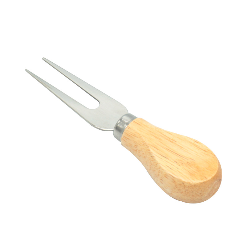 Cross-Border Hot Selling Oak Handle Cheese Butter Scraper Cream Cheese Stainless Steel Knife and Forks Cake Shovel Pizza Tools