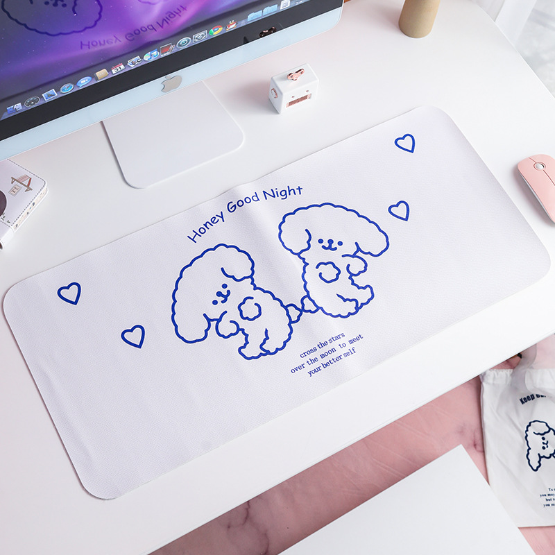 Cartoon Cute Computer Desk Pad Pu Waterproof Student Desk Mat Large Keyboard and Mouse Pad Office Table Mat Placemat