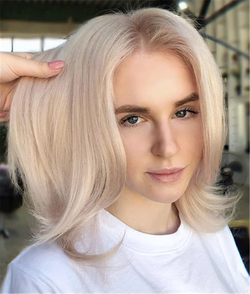 外贸假发女淡金色中分bobo内扣梨花短卷发蓬松中长发化纤假发头套