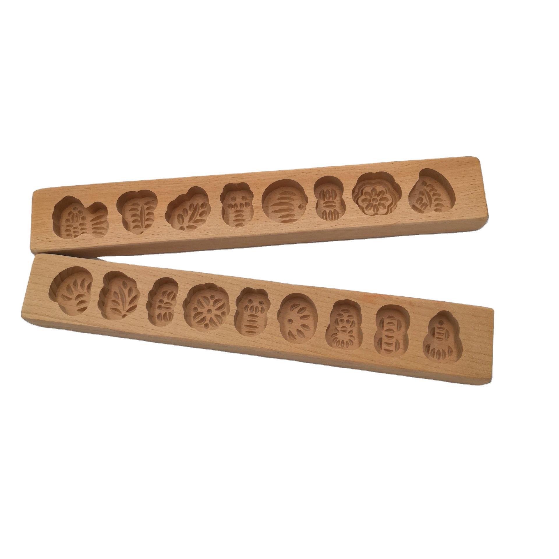 木制木质月饼模具年糕模子绿豆糕南瓜饼干馒头模板多孔细长条模具