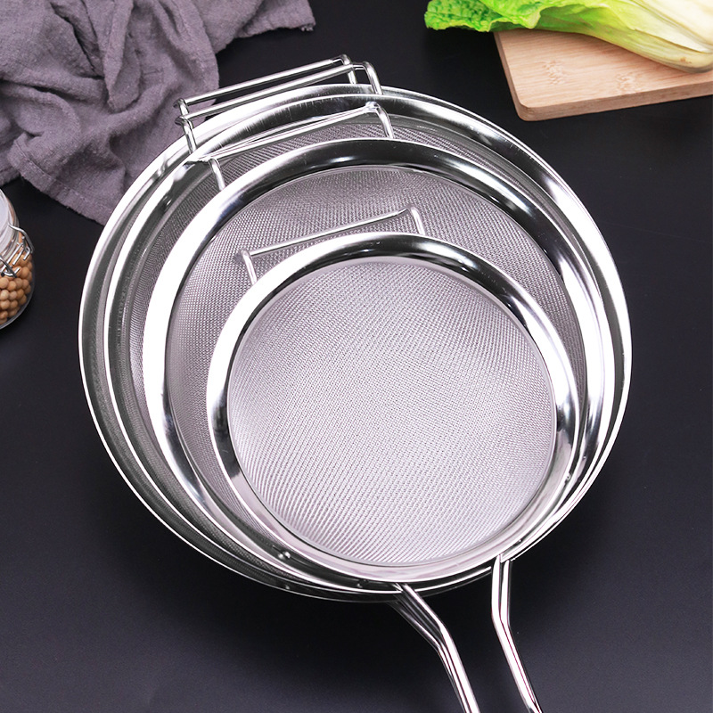 厨房不锈钢宽边弯耳油格过滤网筛豆浆过滤漏勺油隔捞漏勺油勺工具