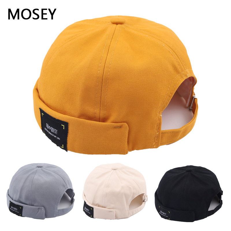 春秋季雅痞青年瓜皮帽子男女百搭图案刺绣卷边地主帽流氓帽潮现货