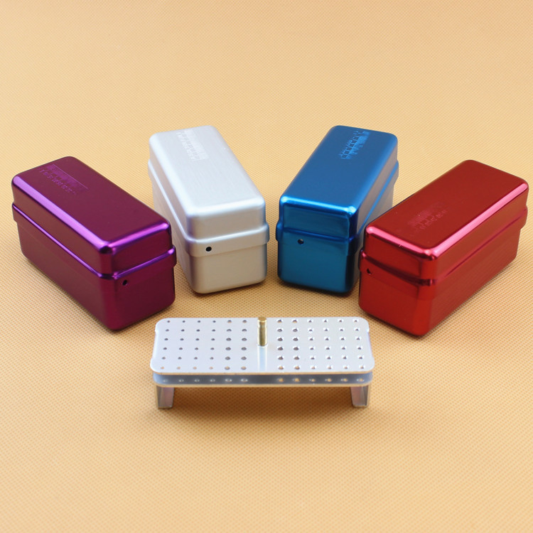 牙科器械车针 根管锉放置盒 72孔车针盒 铝合金材质 4色可选